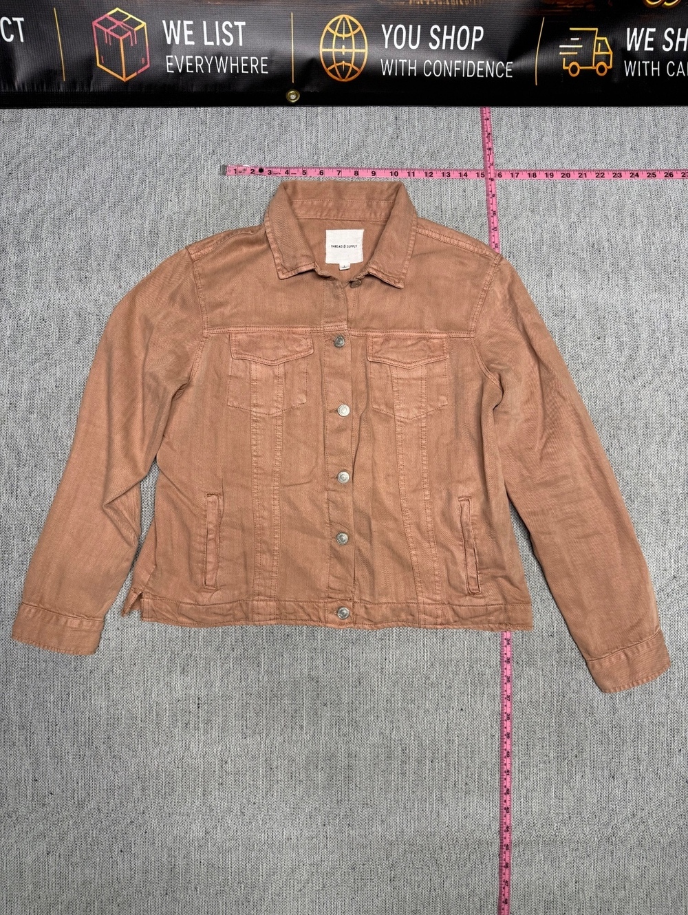 Thread & Supply Rosewood Tencel Denim Jacket, Size Large